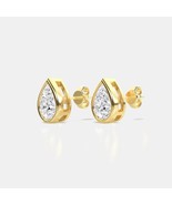 DFZ EXPORTS IGI Certified Pear Bezel Wedding Stud Earrings 14K Gold Earr... - $1,722.31 CAD