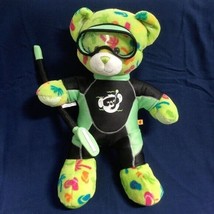 BUILD-A-BEAR Myrtle Beach FL plush teddy - lime green w/ wetsuit mask snorkel - £27.57 GBP