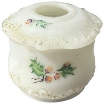 Antique Victorian Hand Painted White Milk Glass Hair Receiver Holly Berr... - €12,49 EUR