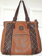 Jose Hess Handbag Purse/Satchel Bag-Extra Large/Carmel &amp; Chocolate - £14.78 GBP