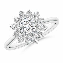 ANGARA 1.03 Ct Double Floral Halo Natural Diamond Ring for Women in 14K Gold - £1,335.60 GBP