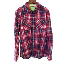 Superdry Mens Lumberjack Twill Shirt XL Red Blue Plaid Milled Flannel Ou... - $22.99