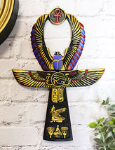 Ebros Egyptian Golden Ankh Scarab Maat and Eye of Horus Wall Decor Figurine 8&quot; H - £19.97 GBP
