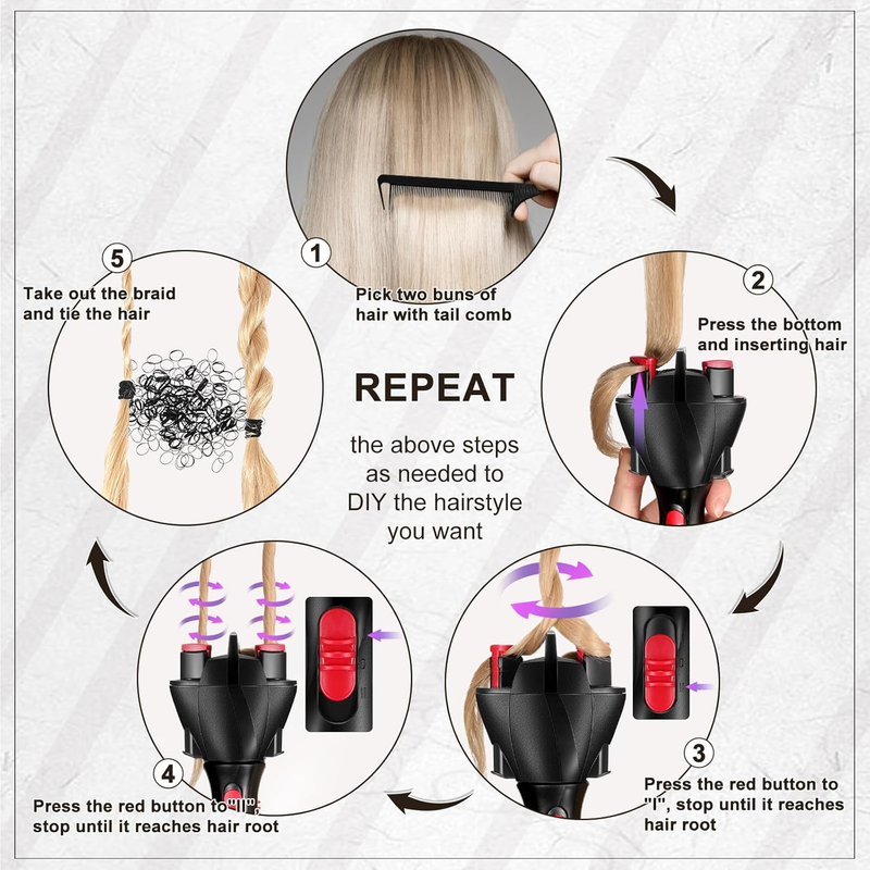 2 Pcs Automatic Hair Braider Electric Machine DIY Styling Hair Braiding Twister  Item image 4