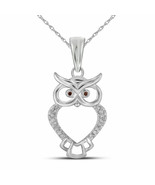 10K White Gold Finish 0.50 CT Round Diamonds Owl Pendant Without Chain - $92.69 CAD