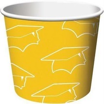 Graduation Yellow Treat Cups 6 Pack Paper 2.25&quot; x 3.5&quot; Yellow Grad Decorations - £12.78 GBP