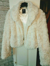 FUNKY V. Fluffy Jacket Coat Off White Size 14,SATIN LINED,BALERO STYLE,C... - $55.61