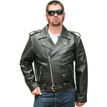 Men&#39;s Basic Classic Motorcycle Jacket Plain Side w/Belted Waist - £91.02 GBP+