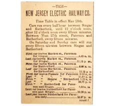 1895 New Jersey Electric Railway Time Table Advertisement Victorian Trai... - $19.99