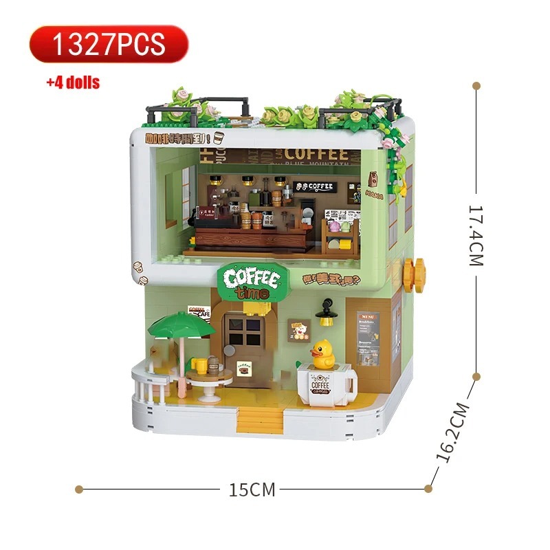 Coffee House Building Blocks Model Toy Set Children Birthday Gift - $56.99