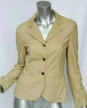 MIU MIU Beige LEATHER Ruffle-Accent Chic Blazer Jacket Coat S/42 - £63.30 GBP