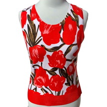 Peter Nygard womens petite sleeveless pullover scoop red tulip sweater N... - $27.92