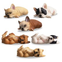 6Pcs Realistic French Bulldog Figurines, Small Solid Lying And Sleepy Do... - £15.06 GBP