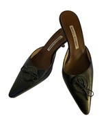 Manolo Blahnik Women’s Leather Pointed Toe Mules Pumps Black Size 41 - $98.01