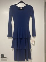 LULAROE LLR GEORGIA SIZE  XS  DRESS RUFFLES AT THE BOTTOM ROYAL BLUE #537 - £36.37 GBP