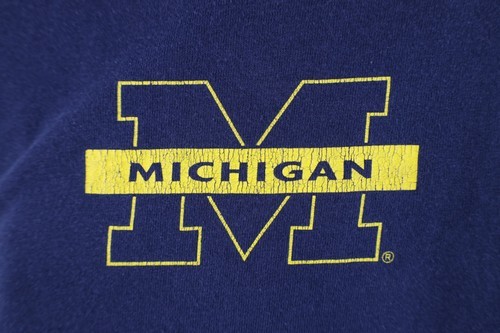 Vtg 90s Mens XL Faded Block M University of Michigan Long Sleeve T-Shirt Blue Item image 5