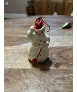 Vintage Christmas~ Rosbro Snowman~ Red Hat &amp; Broom~ Hard Plastic Ornament - $177.33 MXN