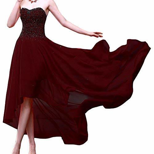 Kivary Women's Beaded High Low Chiffon Formal Prom Dresses Evening Gowns Sweethe
