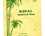 Royal Sandwich Shop Menu 647 Castro Street in Hayward California 1930&#39;s - £33.16 GBP