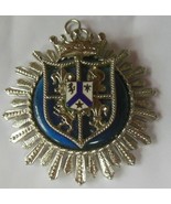 Vintage Silver-tone Starburst Enamel Heraldic Coat of Arms Shield Lion P... - $75.54 CAD