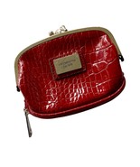 Liz Claiborne Vintage Red Embossed Kisslock Pouch 3 Compartments - $509.36 MXN