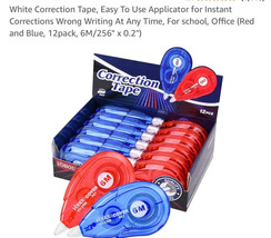 Whiteout Correction Tape, Easy To Use 1 Count (Pack of 12), red and blue - $14.73