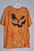 Boys Girls Halloween T Shirt L (10-12) Orange Tie Dye Jack O Lantern Face - $5.54