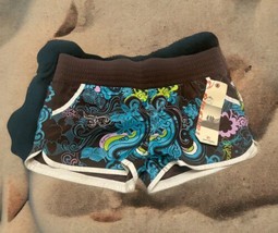 NWT Ripcurl Womens Surfwear BoardShorts 2&quot; Size Medium Floral Beachy Brown blue - £23.73 GBP