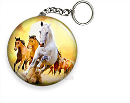 Wild Lipizzan Stallion And Brown Horses Keychain Key Ring Animal Lover Gift Idea - £12.18 GBP+