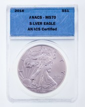2016 American Silver Eagle Graded by ANACS as MS70 - £47.31 GBP