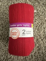 Wonder Nation 2 Pair toddler girl Knit tights size 18-36M color cream/red - £6.14 GBP