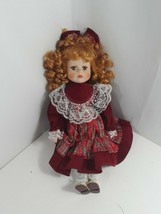 Ashley belle Doll red plaid with velvet dress and long red curls 15 inch - $9.90