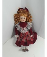 Ashley belle Doll red plaid with velvet dress and long red curls 15 inch - £7.79 GBP