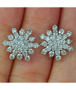 2.00 Ct Round Cut Diamond Snowflake Stud Earrings Women&#39;s 14K White Gold... - £109.12 GBP