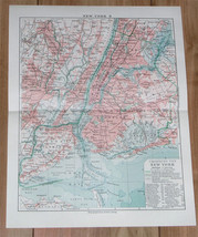 1925 Vintage Map Of New York City Brooklyn Jersey City Manhattan On Reverse Side - £27.77 GBP