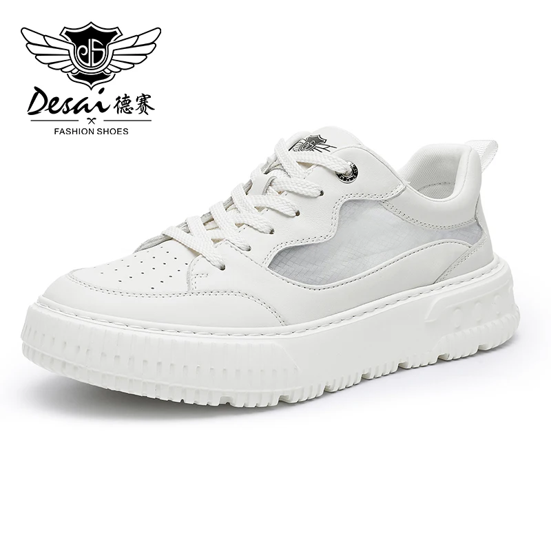 Men Casual Shoes Genuine Leather Male Sneakers Summer Breathable New Des... - £110.78 GBP