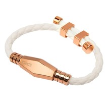 Clavis Ares Magnetic Therapy Sports Golf Health Bracelet White Band Rose Gold - £124.98 GBP