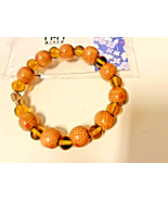 Light Brown Wood + Clear Bead Stretch Bracelet, New from Japan #GFTSHP - $219.01 MXN