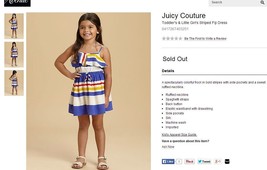 Juicy Couture Little Girls Striped Dress New 4/5 Runs Smaller 2T - £18.71 GBP