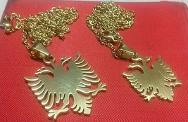 NEW ALBANIAN KOSOVA SMALL+BIG GOLD COLOR METAL NECKLACE PENDANT-ALBANIA ... - $12.87+