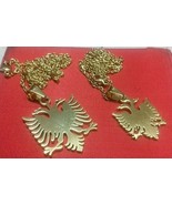 NEW ALBANIAN KOSOVA SMALL+BIG GOLD COLOR METAL NECKLACE PENDANT-ALBANIA ... - $12.87+