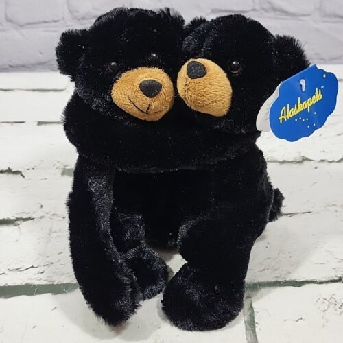 Wishpets Bear Hugger Plush #44012AK XOXO Hugs From Alaska Black Bears Teddy Tags - $14.84