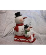 Crossroads &quot;Snowman &amp; Child On Sled&quot; Figurine 3X2 1/2&quot; NEW - $274.87 MXN