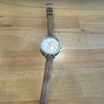 Fossil Bridgette Watch Women 42mm Silver Tone Date Leather Band Nice Watch - £19.46 GBP