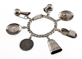 Vintage Rosi Begudem Sterling Silver Large Charm Bracelet 73.9gr - $246.51