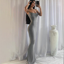 Women&#39;s Slip Dress, Sexy Slim Fishtail Dress, Sleeveless Bodycon Long Dress - $21.99