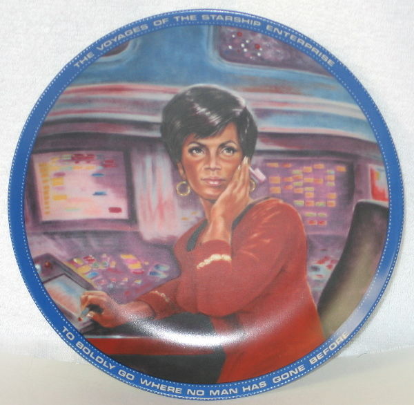 Primary image for Classic Star Trek Lt. Uhura Blue Border Ceramic Plate 1986 Ernst MINT IN BOX COA