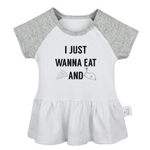 I Just Wanna Eat Pizza &amp; Sleeping Newborn Baby Dress Toddler 100% Cotton Clothes - £10.43 GBP
