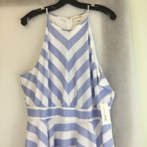 Maison Jules Casual Summer Dress Blue &amp; White NWT XXL Chevron Pattern - $17.58