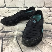 Skechers Women’s Sz 6 Shoes Black Blue Leather Slip-On Athletic Sneakers - £9.30 GBP